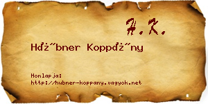 Hübner Koppány névjegykártya
